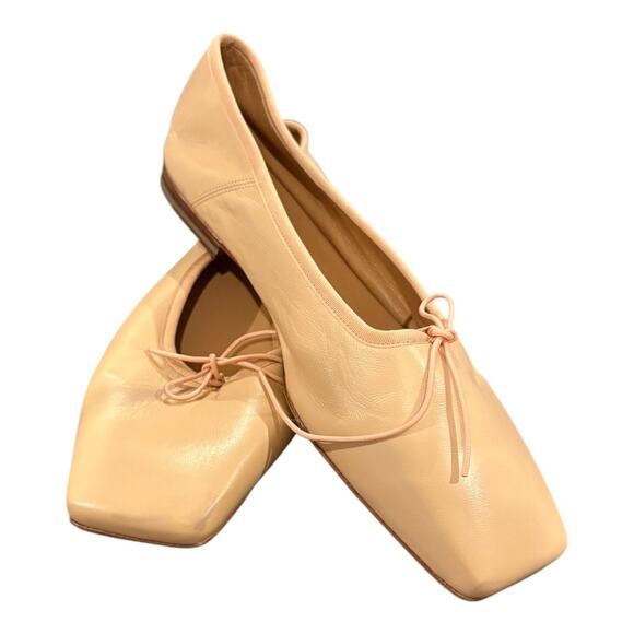 Mansur Gavriel Dream Bow Ballet Flats Ballerina Leather Square Toe Nude Sz 9 - Picture 10 of 10